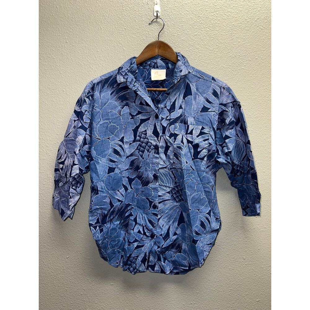 Vintage Eber Button Up Shirt San Francisco Blue Mid Sleeve USA Made Medium